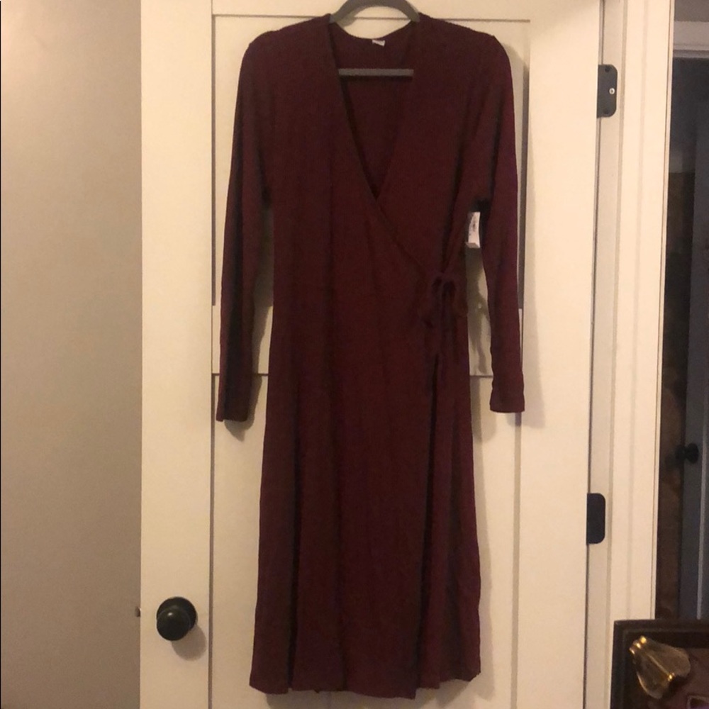 Burgundy wrap dress